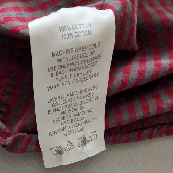 Ben Sherman Mens Long Sleeve Red Grey Striped Button Down Shirt Size L Cotton - Picture 6 of 7